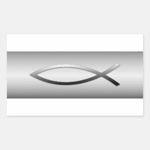 Ichthys Jesus Fish Christian Symbol Rectangular Sticker
