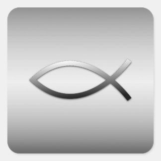 Ichthys Jesus Fish Christian Symbol Square Sticker