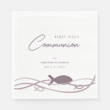 Ichthys Wave Design Purple Girl's First Communion