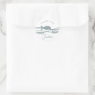 Ichthys Waves Baptism Suite Blue - Thank You Classic Round Sticker