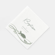Ichthys Waves Green - Modern Boy's Baptism