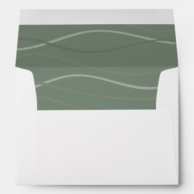 Ichthys Waves Green - Modern Minimalist Baptism Envelope (Back (Bottom))