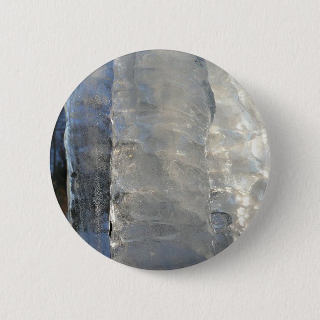 Icicles Abstract Blue Winter Photography 6 Cm Round Badge (Front)