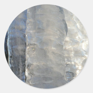 Icicles Abstract Blue Winter Photography Classic Round Sticker