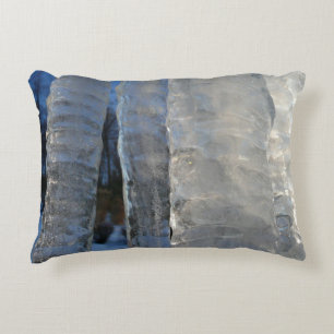Icicles Abstract Blue Winter Photography Decorative Cushion