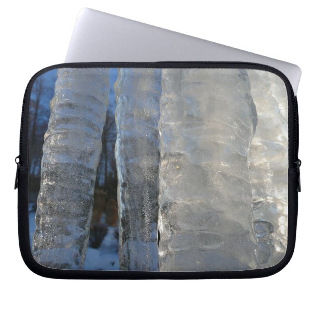 Icicles Abstract Blue Winter Photography Laptop Sleeve (Front)