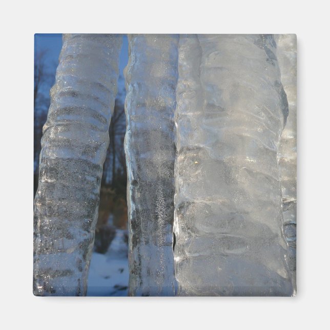 Icicles Abstract Blue Winter Photography Magnet (Front)