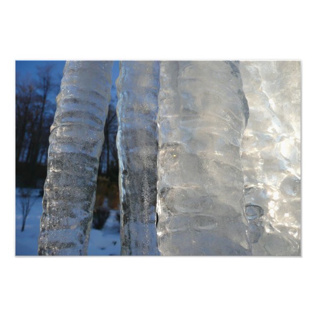 Icicles Abstract Blue Winter Photography Photo Print (Front)