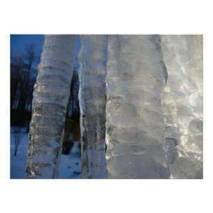 Icicles Abstract Blue Winter Photography Poster