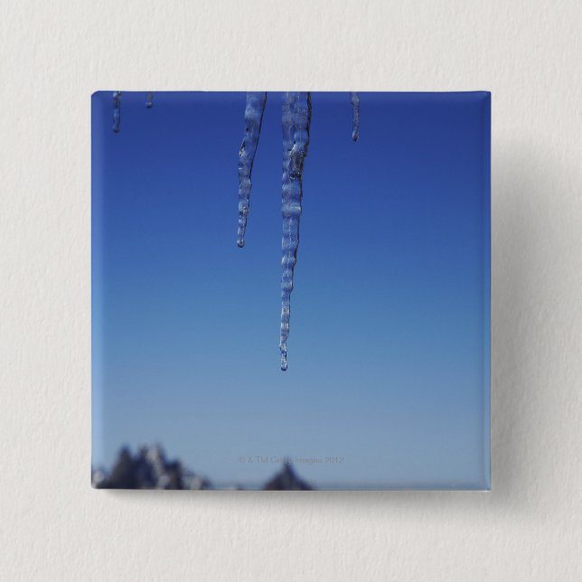 Icicles and snow-covered mountains 15 cm square badge (Front)