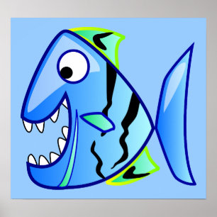 icon-27971  icon blue fish theme apps piranha CUTE Poster