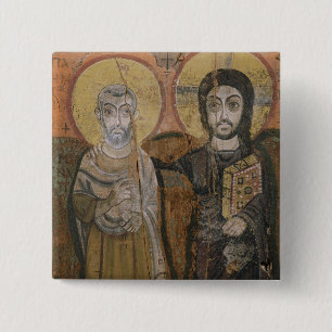 Icon depicting Abbott Mena with Christ 15 Cm Square Badge