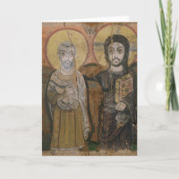Icon depicting Abbott Mena with Christ