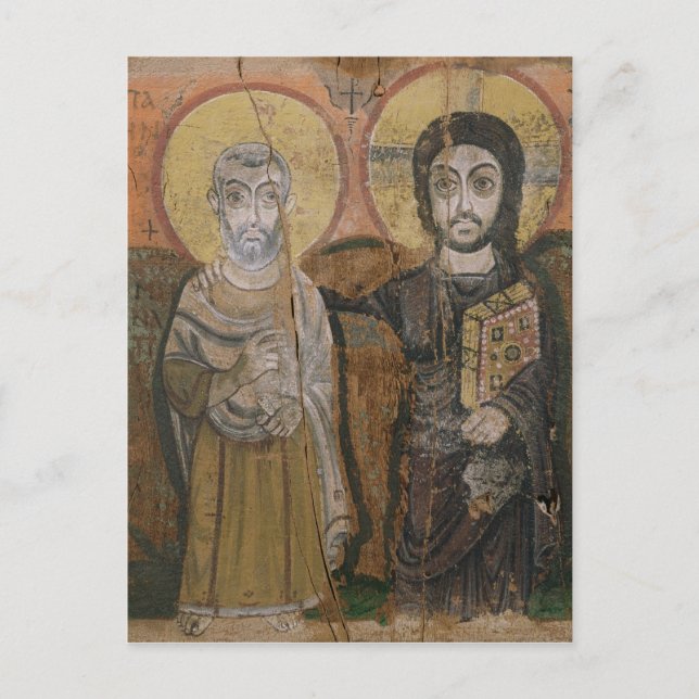 Icon depicting Abbott Mena with Christ Postcard (Front)