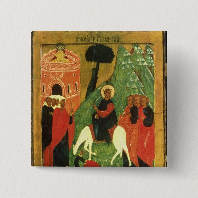 Icon depicting Christ's Entry into Jerusalem 15 Cm Square Badge (Front)