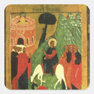 Icon depicting Christ's Entry into Jerusalem Square Sticker