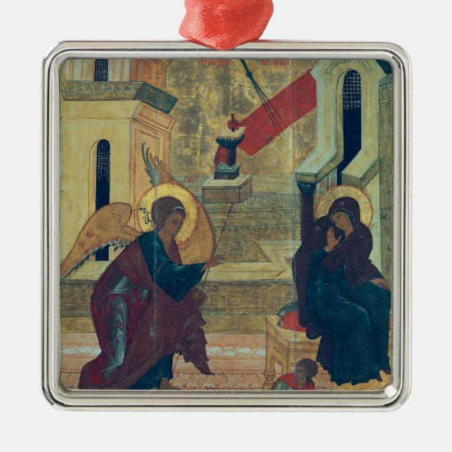 Icon depicting the Annunciation Metal Tree Decoration (Front)
