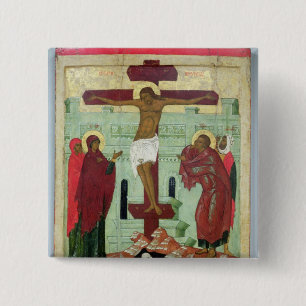 Icon depicting the Crucifixion with the Virgin 15 Cm Square Badge