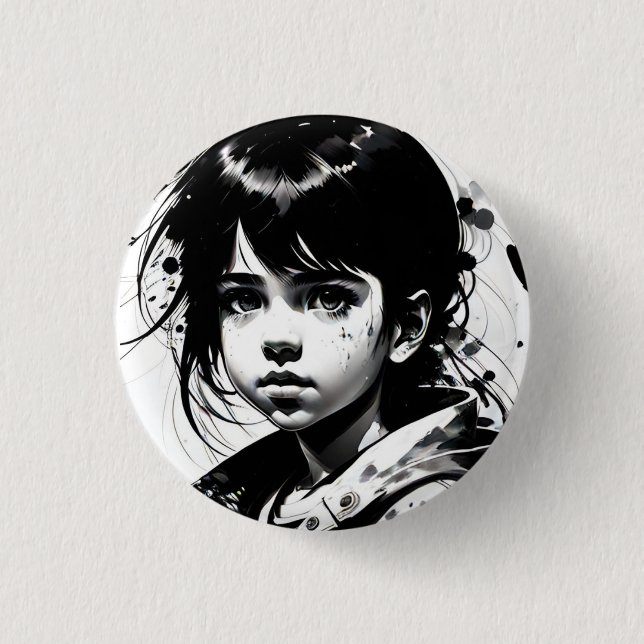 Icon: girl 3 cm round badge (Front)