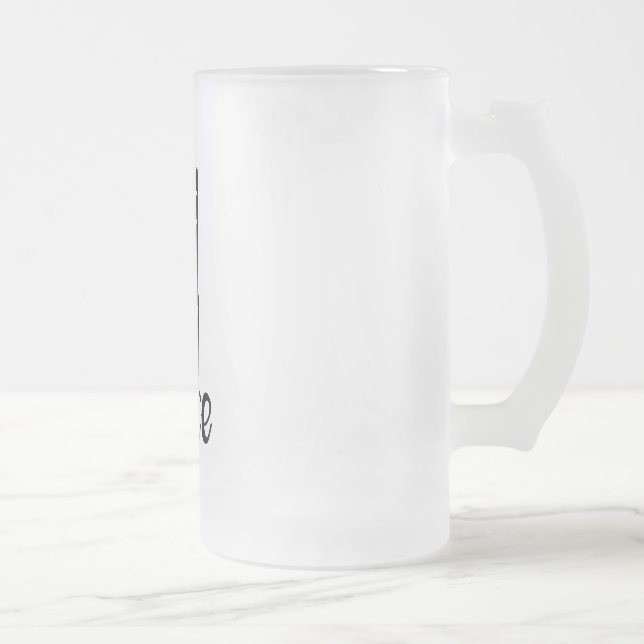 Icon hand peace sign with text “PEACE” Frosted Glass Beer Mug (Right)