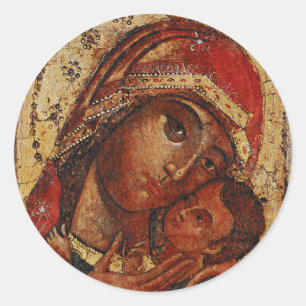 Icon of the Mother of God of Korsun Classic Round Sticker