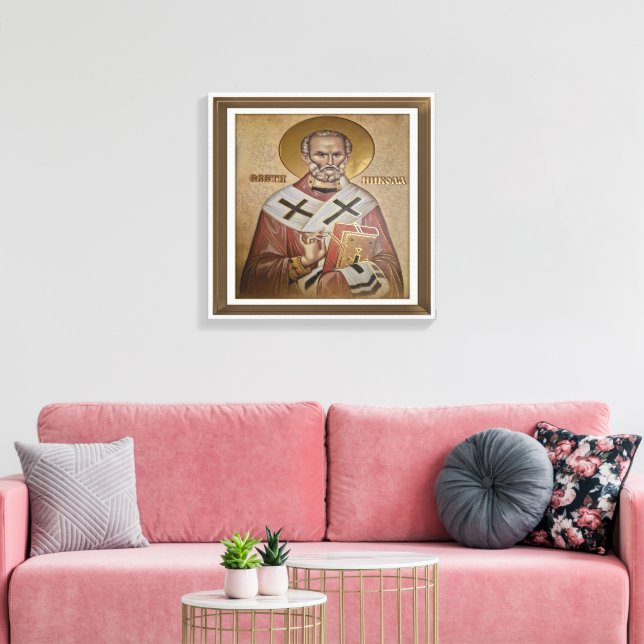 Icon of the Saint Nicholas Canvas Print (Insitu(LivingRoom))