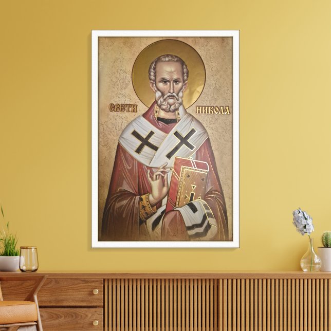 Icon of the Saint Nicholas Canvas Print (Insitu(LivingRoom))
