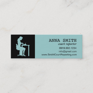 Icon Silhouette Court Reporter Typist Secretary Mini Business Card