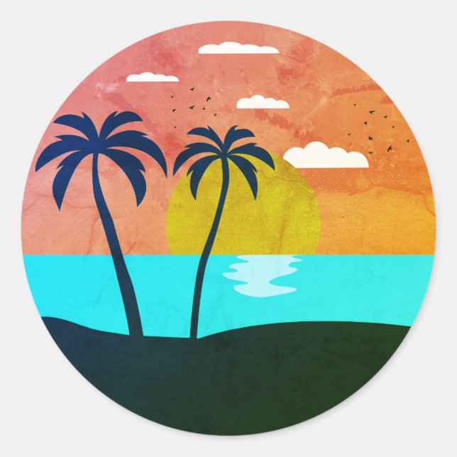 Icon Summer Beach Classic Round Sticker (Front)