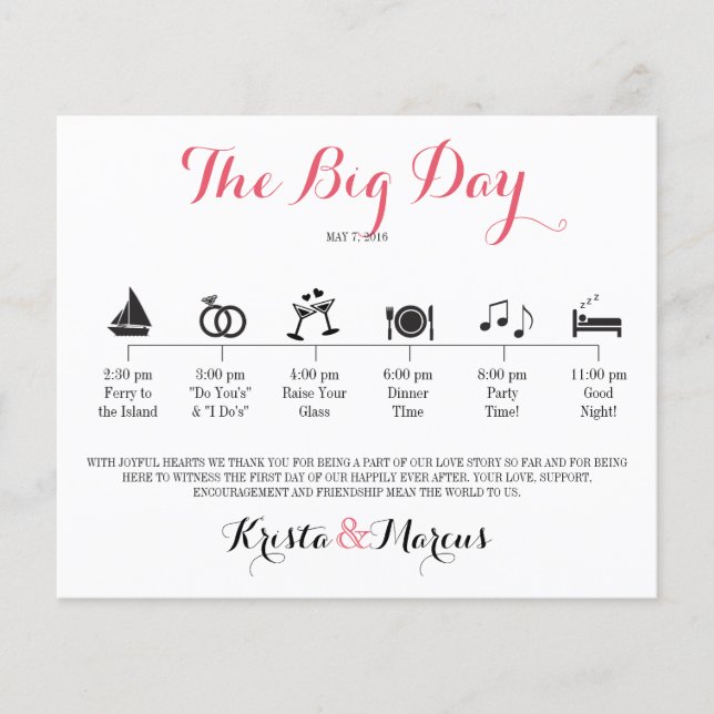 Icon Wedding Itinerary - Destination Wedding (Front)