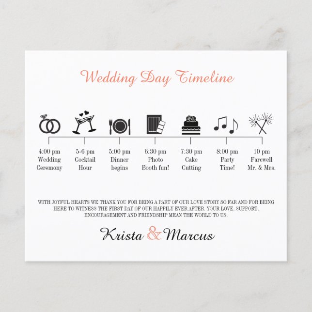 Icon Wedding Timeline Program (Front)