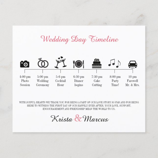 Icon Wedding Timeline Program (Front)