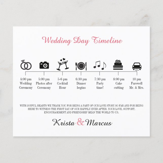 Icon Wedding Timeline Program (Front)
