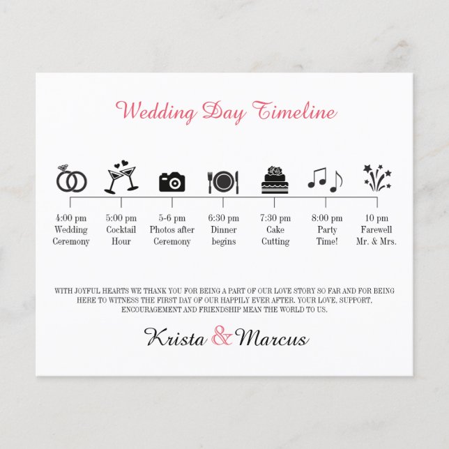Icon Wedding Timeline Program (Front)
