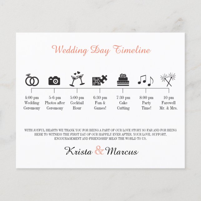 Icon Wedding Timeline Program (Front)