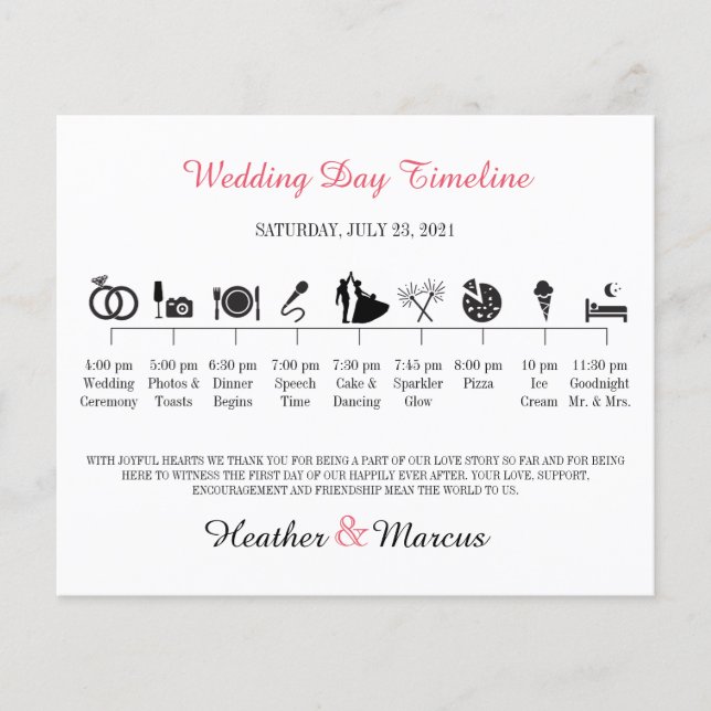 Icon Wedding Timeline Program (Front)