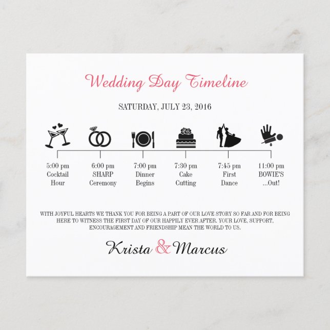 Icon Wedding Timeline Program (Front)