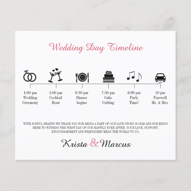 Icon Wedding Timeline Program (Front)