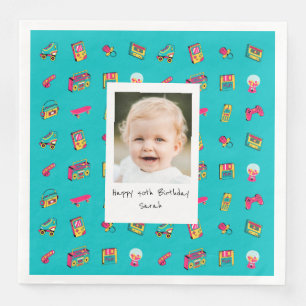 Iconic 90's 40th Birthday Dinner Napkin with photo