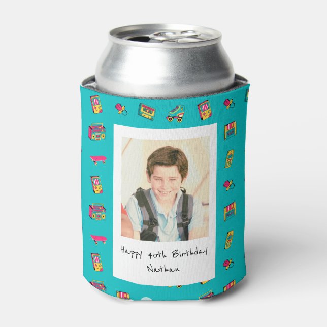 Iconic 90's Birthday Gift with photo Can Cooler (Can Front)