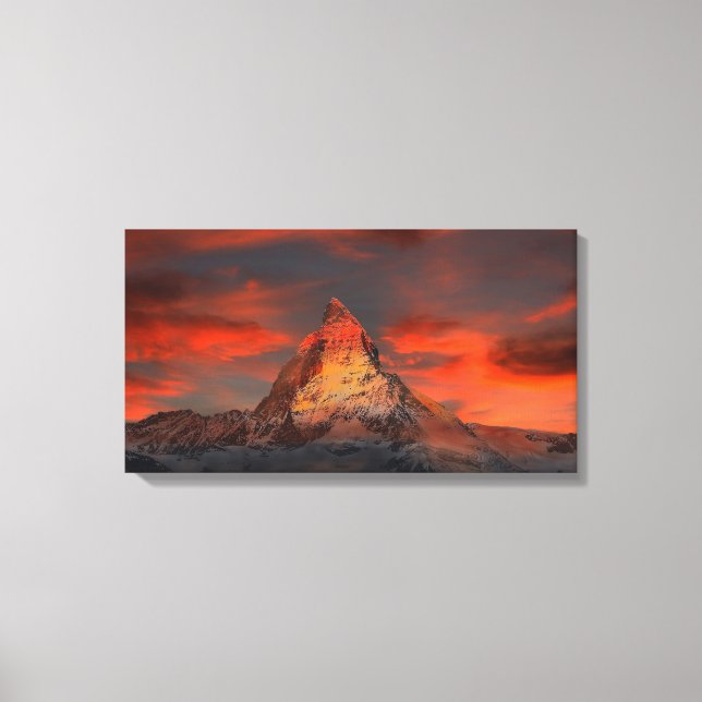 Iconic Alpine Mountain Matterhorn at Sunset Canvas Print (Front)