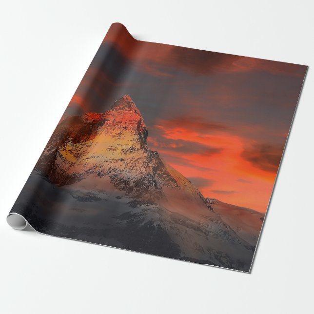 Iconic Alpine Mountain Matterhorn at Sunset Wrapping Paper (Unrolled)