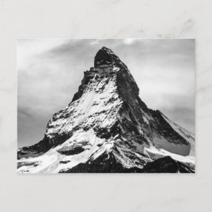 Iconic Alpine Mountain Matterhorn Black and White Postcard