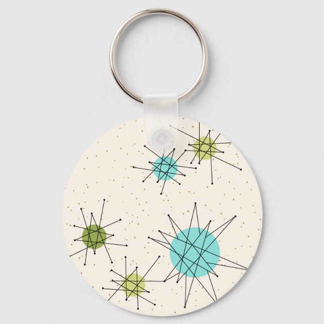 Iconic Atomic Starbursts Button Keychain (Front)