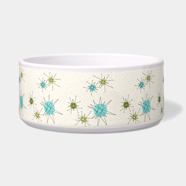 Iconic Atomic Starbursts Ceramic Pet Bowl (Front)