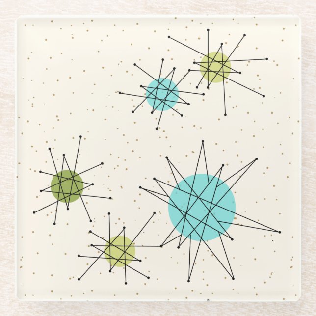 Iconic Atomic Starbursts Glass Coaster (Front)