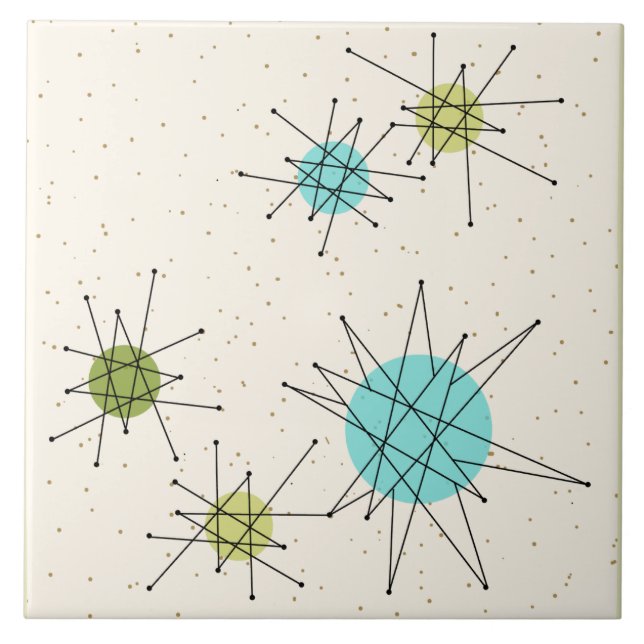 Iconic Atomic Starbursts Large Ceramic Tile (Front)