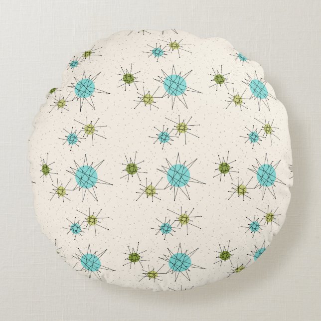 Iconic Atomic Starbursts Round Pillow (Front)