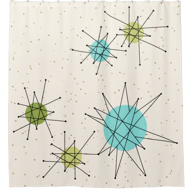 Iconic Atomic Starbursts Shower Curtain (Front)