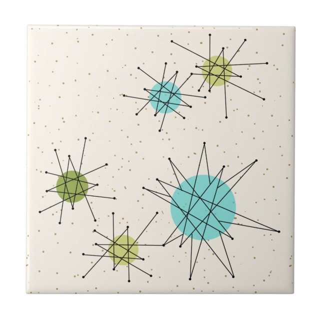 Iconic Atomic Starbursts Small Ceramic Tile (Front)